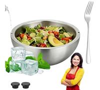 Snrtevu Bol à Salade Isotherme en Acier Inoxydable 304, Double Paroi pour Maintenir Chaud et Froid, Bol Réfrigérant pour Trempettes et Crème Glacée (20CM)