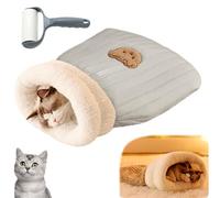 Snrtevu Cat Winter Sleeping Bag, Cat Sleeping Bag, 360° Warm Semienclosed Cat Sleeping Bag, Cat Crinkle Sack Removable Cat Bag, Warm Cat Bed for Winter Cosy Cat Bed Cave (Light Blue,L)