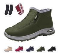Snrtevu Chaussures de Marche d'Hiver à Confort Orthopédique, Chaussures Ortho Confort, Légères et Imperméables, Bottines d'hiver basses chaudes pour femme pour Extérieur, Randonnée (47,Vert olive)