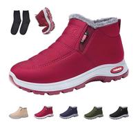 Snrtevu Chaussures de Marche d'Hiver à Confort Orthopédique, Chaussures Ortho Confort, Légères et Imperméables, Bottines d'hiver basses chaudes pour femme pour Extérieur, Randonnée (47,Rouge)