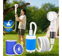 Snrtevu Cozidia Kit Douche Portable Rechargeable, Pompe Électrique Submersible, Batterie 5000 mAh, Débit 5 L/Min, 2 Modes, Tuyau PVC 2 m, pour Camping et Randonnée (Black)