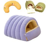 Snrtevu Cozy Monster Cat Bed, Enclosed Cat Bed with Removable Cushioned, 360° Nesting Design, Fluffy and Comfortable, Warm Pet Cave for Small Pets, Washable, Calming, Anti Stress (Purple,S)