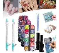 Snrtevu DIY Diamond Embroidery Pen, Blingal DIY Crystal Embroidery Pen, Crystal Embroidery Pen Kit, Blingal DIY Diamond Embroidery Pen, Hot Fixed Gemstone Craft Applicator (2SET)