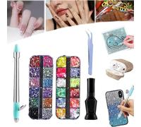 Snrtevu DIY Diamond Embroidery Pen, Blingal DIY Crystal Embroidery Pen, Crystal Embroidery Pen Kit, Blingal DIY Diamond Embroidery Pen, Hot Fixed Gemstone Craft Applicator (1SET)