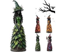Snrtevu Enchanted Autumn Witch Figurine - Resin Halloween Statue (B)