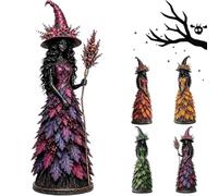 Snrtevu Enchanted Autumn Witch Figurine - Resin Halloween Statue (D)