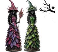 Snrtevu Enchanted Autumn Witch Figurine - Resin Halloween Statue (E)