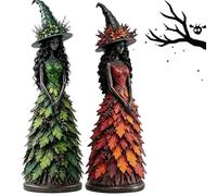 Snrtevu Enchanted Autumn Witch Figurine - Resin Halloween Statue (J)
