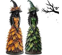 Snrtevu Enchanted Autumn Witch Figurine - Resin Halloween Statue (L)