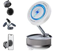 Snrtevu Gripmaster Pro 360 Magnetic Holder New 2024 Mpp015, Suction Phone Holder, Vacuum Suction Magnetic Phone Stand 360°Rotation, Magnetic Phone Holder for Car/Smooth Surface (White)