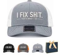 Snrtevu I Fix Shit Trucker Hat, Funny Mechanic & Fixer Cap, Breathable Mesh Denim Hat, Adjustable Snapback Baseball Cap, Humorous Gift for Dad, Handyman, Contractor, Car Guys (B)