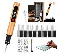 Snrtevu Kit Complet de Graveur Électrique - Le Graveur, Stylo Graveur Sans Fil 3 Vitesses, 30 Têtes et Multiple Gabarits, Outil Portable pour Gravure sur Bois/Métal/Verre DIY (1PC-B1)