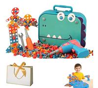 Snrtevu Kit De Construction DIY Créatif avec Tournevis électrique - 211/350/460 PCS Bloc De Construction Jouet, Jeu De Assemblage éducatif pour Garçons Et Filles, pour Motricité (B, 211PCS)