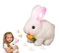 Snrtevu Lapin Realiste Interactif, 2026 Nouveau Peluche électrique Interactif Lapins, Un Lapin Parlant Qui Peut Rebondir avec Carotte. Cadeaux Surprises pour Les Enfants (Blanc(Lumineux))