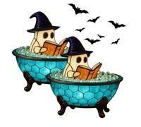 Snrtevu Lot de 2 lampes de bain à bulles pour Halloween, salle de bain, chevet sur le thème des fantômes, fabriquée à la main, rechargeable par USB, pour décoration d'Halloween, salle de bain, chevet