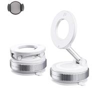Snrtevu Mag360 Pro Support Téléphone Magnétique Premium, Porte Telephone Voiture Aimanté, Support Ventouse Telephone, Pied Pliable à 3 Axes, Compatible pour iPhone Et Téléphones (1PC-Blanc(+Pinces))