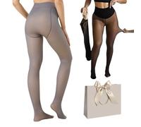 Snrtevu Magic Bare Leg Look Fleece Lined Tights for Women, High Waist Thermal Tights, Thermal Skin Colour Tight with Tummy Control for Cold Weather (Gray220g,M (60-100 kg))
