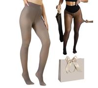 Snrtevu Magic Bare Leg Look Fleece Lined Tights for Women, High Waist Thermal Tights, Thermal Skin Colour Tight with Tummy Control for Cold Weather (Brown220g,M (60-100 kg))