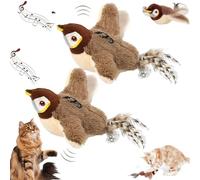 Snrtevu Oiseau pour Chat, Flappy Bird Chat, Flappy Chase Flapping Bird Cat Toy, Jouet Chat Oiseau Qui Bouge, Jouet Oiseau pour Chat, Flapping Chirping Bird Cat Toy (Style-1,2PCS)