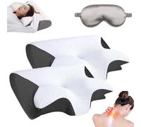 Snrtevu Ontop Ergonomic Orthopedic Pillow for Neck Pain with Contour Support, Solveire - Pillow, Orthinex - Premium Ergonomic Pillow, Memory Foam Pillow (2PCS-Black)