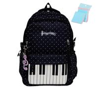 Snrtevu Piano Backpack for Women Novelty Playful Whimsical Cute Music Backpack Polka Dots Nylon Bag (A)