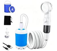 Snrtevu Pompe À Eau Portable : Kit avec Tuyau & Embouts, Douche Électrique Portabl Rechargeable, Batterie 5000 mAh, Débit 5 L/Min, Nettoyez Sueur, Animaux, Matériel, Voiture Et Plus Encore (B)