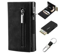 Snrtevu Porte Carte RFID Magnétique avec Système Pop-Up, Billets & Pièces, Accès Instantané d’Une Pression, Porte Feuille pour Hommes Qui Veulent Aller à l'Essentiel (A,1PC)