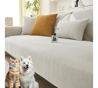 Snrtevu Protège-Canapé Luxueux en Chenille Herringbone - Housse De Canapé Imperméable Anti-Griffes (Chat Et Chien), Résiste Aux Tâches & Ne Dérape Pas, élégance & Protection All-in-One (A,90 * 90CM)