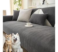 Snrtevu Protège-Canapé Luxueux en Chenille Herringbone - Housse De Canapé Imperméable Anti-Griffes (Chat Et Chien), Résiste Aux Tâches & Ne Dérape Pas, élégance & Protection All-in-One (E,90 * 240CM)