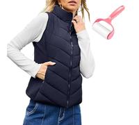 Snrtevu Puffer Vest Women Sleeveless Zip Up Outerwear, Cozy Lightweight Stand Collar Quilted Vest Jacket, Puffy Vests, Casual Sleeveless Stand Collar (Blue,Grand)
