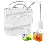 Snrtevu Purse Drinking Glass for Drinks Set of 2 with Straw, Glass Purse Vase, Unique Wine Glasses, Cute Cocktail Glasses for Juice, Iced Tea, Flowers, Home Bar Decor (1PC)