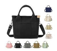 Snrtevu Sac à main multi-poches de grande capacité, sac à main en toile avec compartiments, sac à bandoulière fait à la main pour l'école, l'université, le travail, les voyages, un usage quotidien