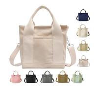 Snrtevu Sac à main multi-poches de grande capacité, sac à main en toile avec compartiments, sac à bandoulière fait à la main pour l'école, l'université, le travail, les voyages, un usage quotidien