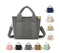 Snrtevu Sac à main multi-poches de grande capacité, sac à main en toile avec compartiments, sac à bandoulière fait à la main pour l'école, l'université, le travail, les voyages, un usage quotidien