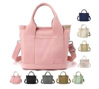 Snrtevu Sac à main multi-poches de grande capacité, sac à main en toile avec compartiments, sac à bandoulière fait à la main pour l'école, l'université, le travail, les voyages, un usage quotidien