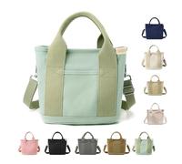 Snrtevu Sac à main multi-poches de grande capacité, sac à main en toile avec compartiments, sac à bandoulière fait à la main pour l'école, l'université, le travail, les voyages, un usage quotidien