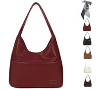 Snrtevu Shoulder Bag, Vegan Leather Trendy Soft Maya Tote Bag, College Tote Leather Hobo Handbag, Faux Leather Shoulder Bag Large Slouch (WINE RED)