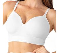 Snrtevu Soutiengorge Push-up, sans Armature, Confort Total: Zéro Pression, Bretelles réglables, Respirant Yoga Quotidien (White,TG)