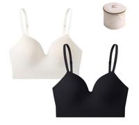 Snrtevu Soutiengorge Push-up, sans Armature, Confort Total: Zéro Pression, Bretelles réglables, Respirant Yoga Quotidien (2PCS-2,TTG)