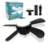 snsok Ventilateur de Plafond avec Lumière et Telecommande, Lampe de Ventilateur Plafond avec Douille E27, 3 Couleurs, 6 Vitesses, Ø40 cm, 5 Pales Réversibles pour Eté/Hiver (Noir-40cm)