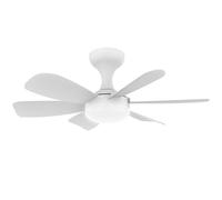 snsok Ventilateur de Plafond avec Lumière et Telecommande, Lampe de Ventilateur Plafond avec Douille E27, 3 Couleurs, 6 Vitesses, Ø 50cm, Minuterie,6 Pales Réversibles pour Eté/Hiver (Blanc-50cm)
