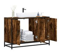 Snsowed Armoire de lavabo de Salle de Bain chêne fumé 90x33x60 cm,Meuble Vasque Salle De Bain,Meuble Salle De Bain Vasque