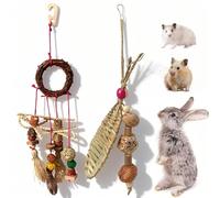 SNSYGN Jouet en bois et rotin pour lapin, cochon d'Inde, jouet à suspendre pour hamster, lapins, petits animaux, soins dentaires