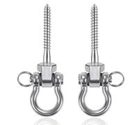 SNSYGN Lot de 2 crochets de balançoire en acier inoxydable - Charge lourde à 180 ° - Grand crochet à visser - Pour poutres en bois, balançoire, sac de frappe - Charge maximale : 800 kg