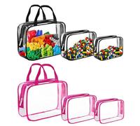 SNSYGN Lot de 6 sacs de rangement pour jouets étanches avec fermeture éclair et poches en filet, trousse de maquillage transparente pour rangement Lego, puzzles, blocs