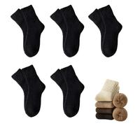 Sntchx Socks, Women's Thermal Crew Socks 5-Pair Pack, Womens Solid Mid Calf Warm Thick Knit Wool Crew ocks (Black,Taille unique)