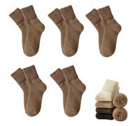 Sntchx Socks, Women's Thermal Crew Socks 5-Pair Pack, Womens Solid Mid Calf Warm Thick Knit Wool Crew ocks (Brown,Taille unique)