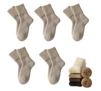 Sntchx Socks, Women's Thermal Crew Socks 5-Pair Pack, Womens Solid Mid Calf Warm Thick Knit Wool Crew ocks (Beige,Taille unique)