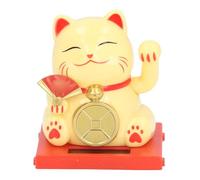 SNTSNTBOM Chat porte-bonheur solaire de 5,1 cm avec boîte transparente et bras agitant pour la maison, le bureau et la décoration de tableau de bord (jaune)
