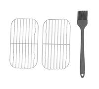 SNTSNTBOM Grilles de gril pour barbecue, ensemble de filets de grillage en acier inoxydable avec brosse à badigeonner en silicone, pour la cuisine en plein air, le camping, le